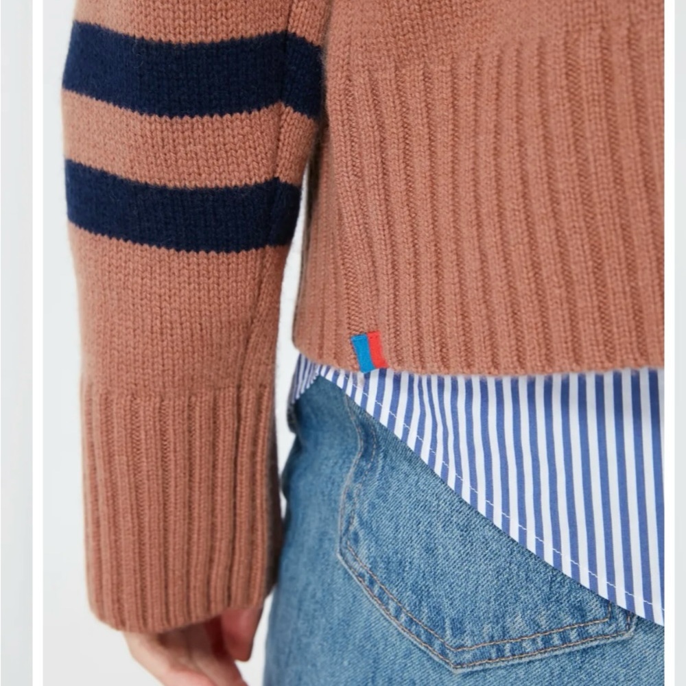 Kule 5G rollneck sweater Vicuña Striped Brown and Navy size medium - Picture 4 of 8